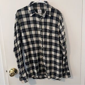 Zara Men’s Plaid Long Sleeve Shirt Relaxed Fit Black White Large